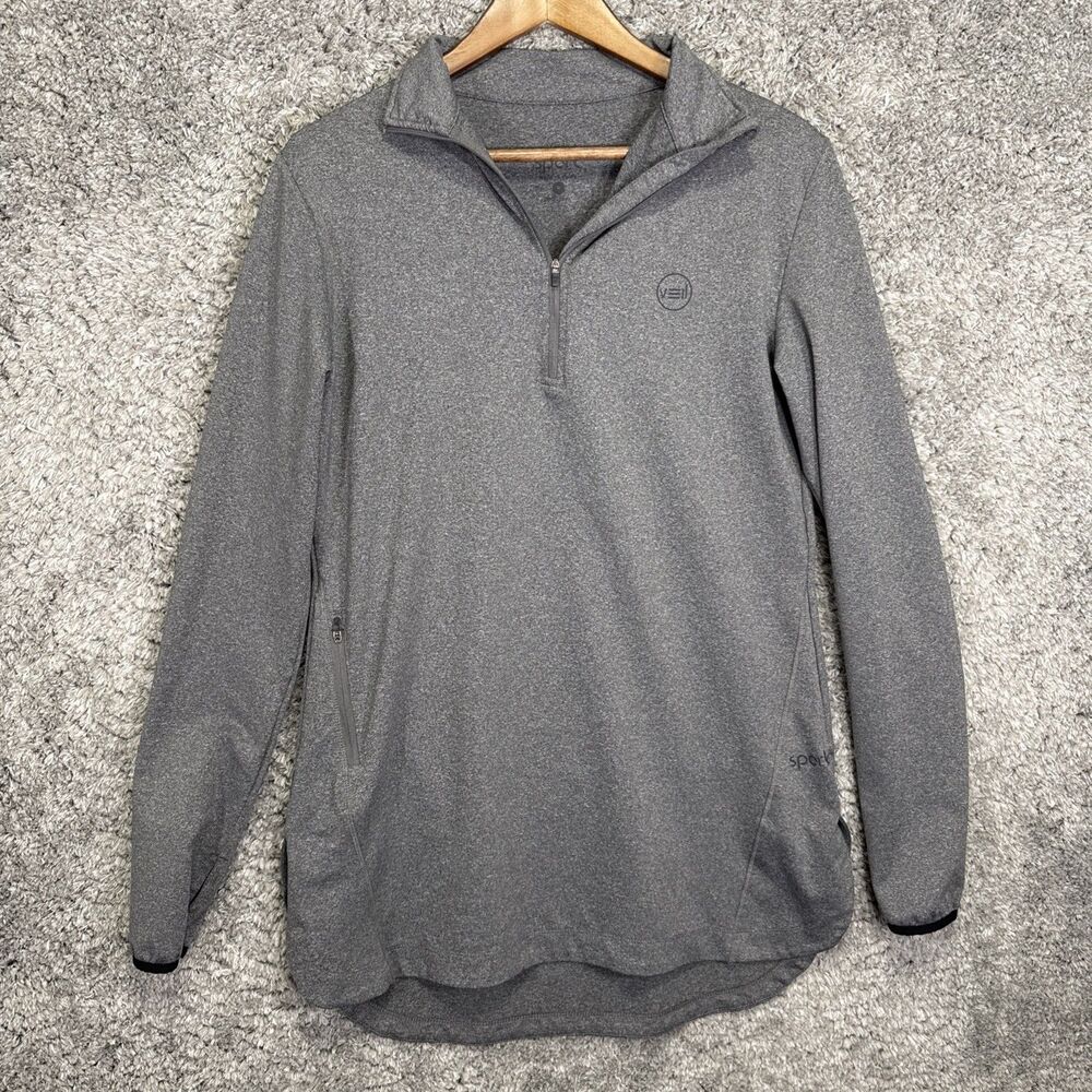 Veil Spark 1/4 Zip Tunic Pullover Sweatshirt Medium Grey Athletic Modest